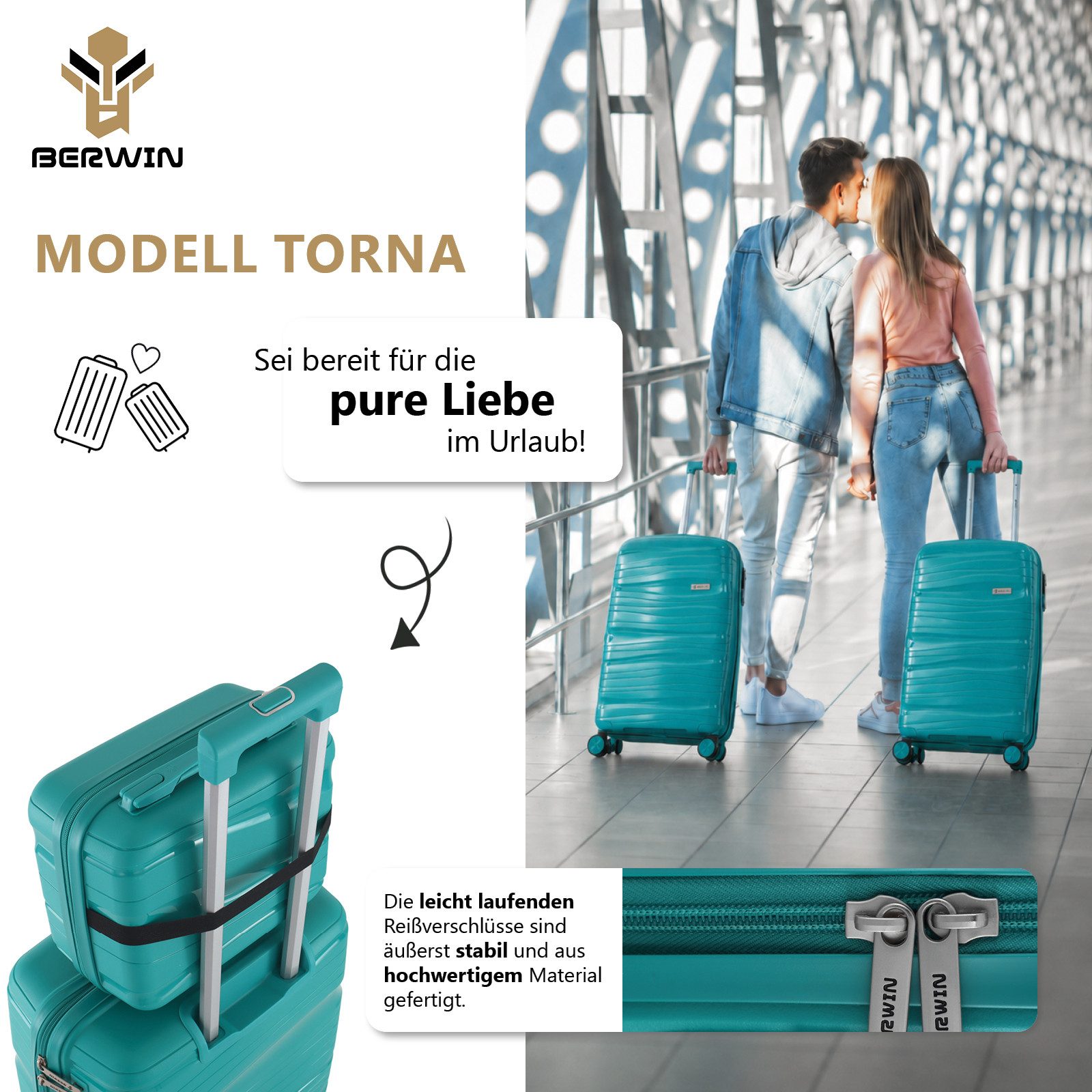 Berwin Trolleyset mit Beautycase Modell Torna Aqua Breeze, 4 Rollen, (Set, 4 tlg., MS-19816) – Bild 2 von 5