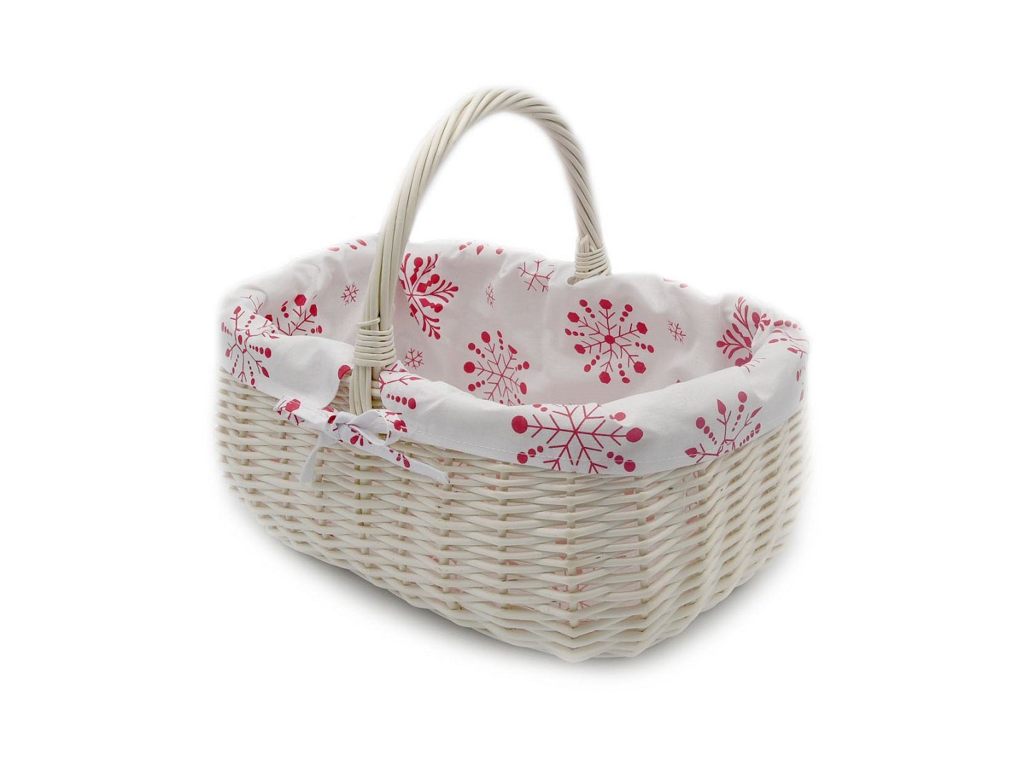 MyBer® Einkaufskorb Korb Weidenkorb 33/23/13(27cm mit Henkel) Handarbeit, Stabiler Tragekorb aus Weide Vollweide weiß mit Stoffeinlage