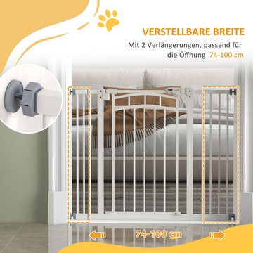 PawHut Hundegitter Hunde Türgitter, Türschutzgitter (Kaminschutzgitter, 1 St., Hundeabsperrgitter), ohne Bohren für kleine bis mittelgroße Hunde, Weiß