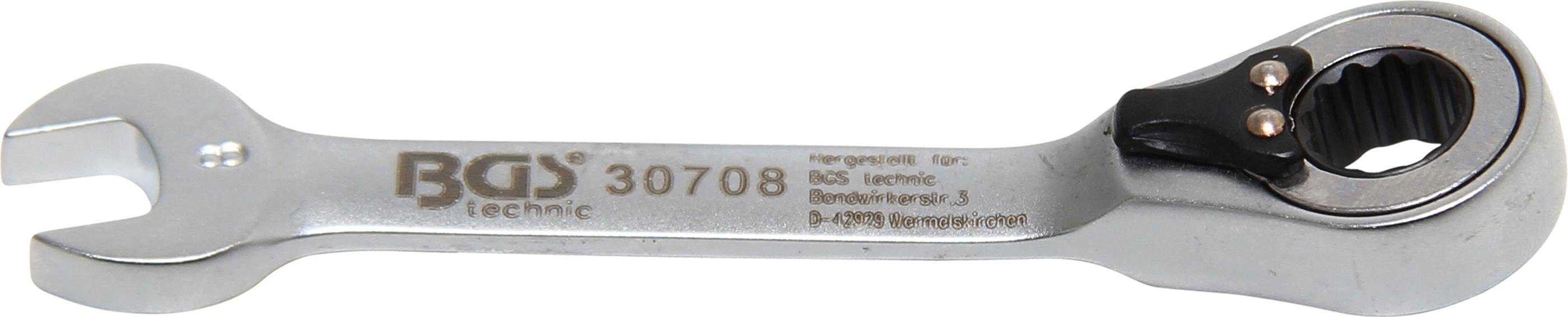 BGS technic Stecknuss Ratschenring-Maulschlüssel, kurz, umschaltbar, SW 8 mm
