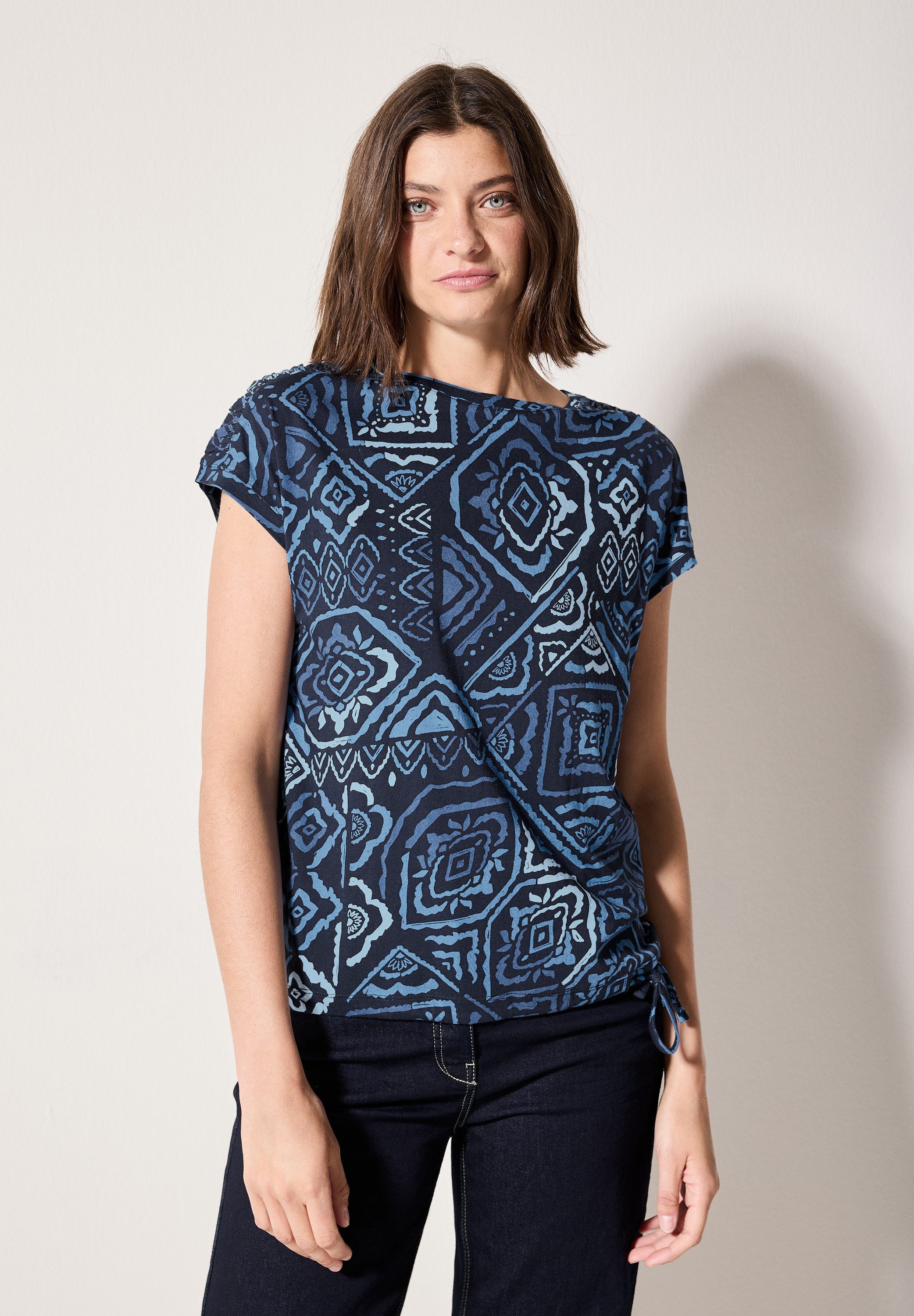 Cecil Print-Shirt, mit Tunnelzug am Saum günstig online kaufen