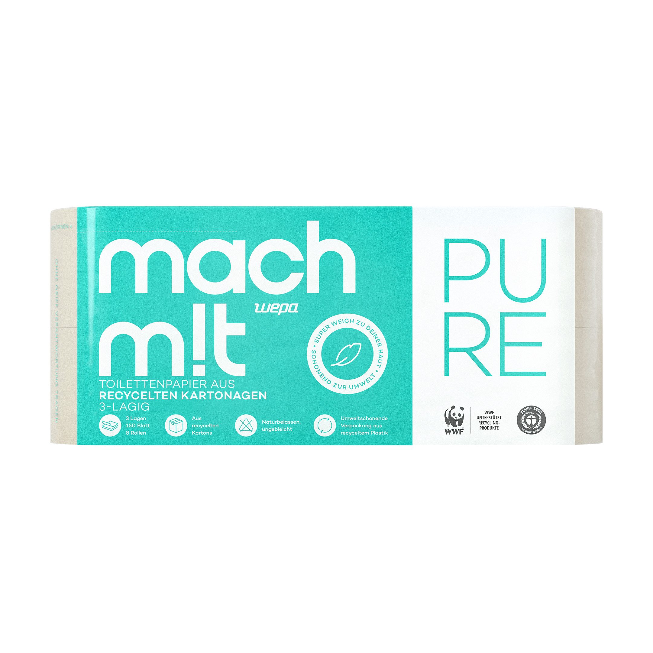 mach m!t Toilettenpapier PURE - 3-lagig - extra weich & nachhaltig (8-St)