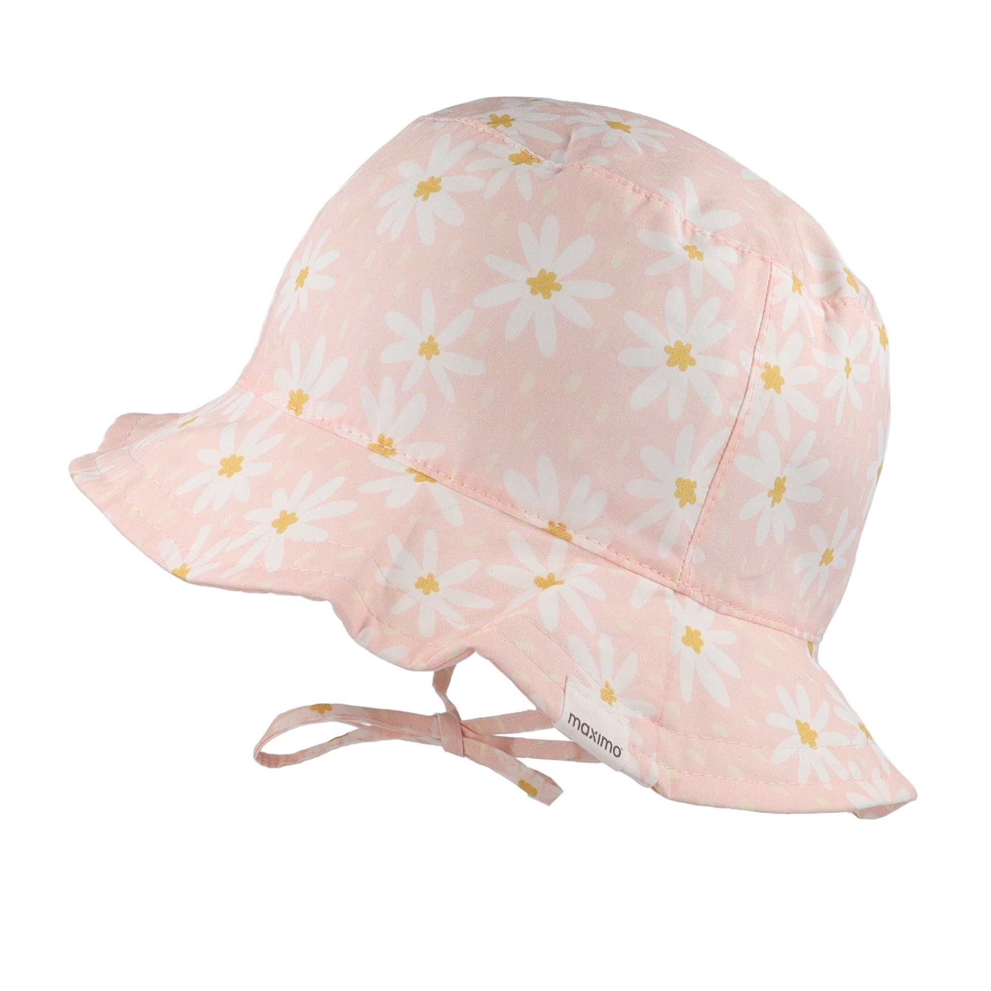 MAXIMO Sonnenhut (1-St) rosa, Gänseblümchen-Motiv, Bindeband, Webstoff, Mädchen