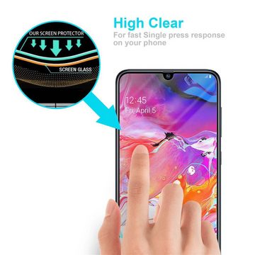 Cadorabo Schutzfolie Tempered Retail Packaging, (Samsung Galaxy A70 / A70s), Schutzglas Panzer Folie (Tempered) Display-Schutzglas mit 3D Touch