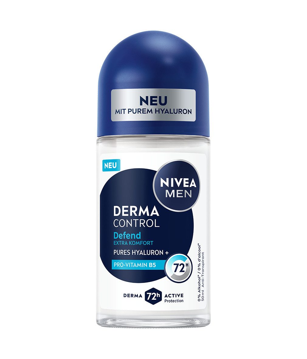 Nivea Men Deo-Roller Deodorant Men Derma Control Defend Roll-On 6 x 50ml, 6-tlg.
