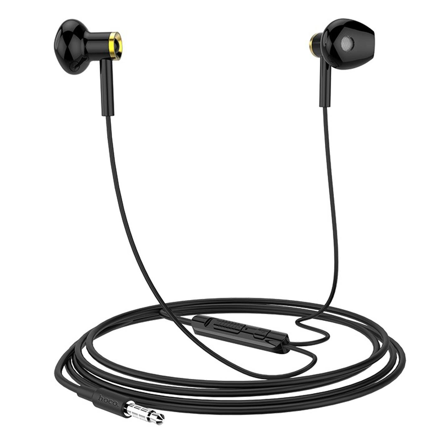 HOCO M47 Canorous 3,5mm Klinke Smartphone-Headset (Köpfhörer Klinke 3.5 mm Headset mit Mikrofon In Ear Beats) Schwarz