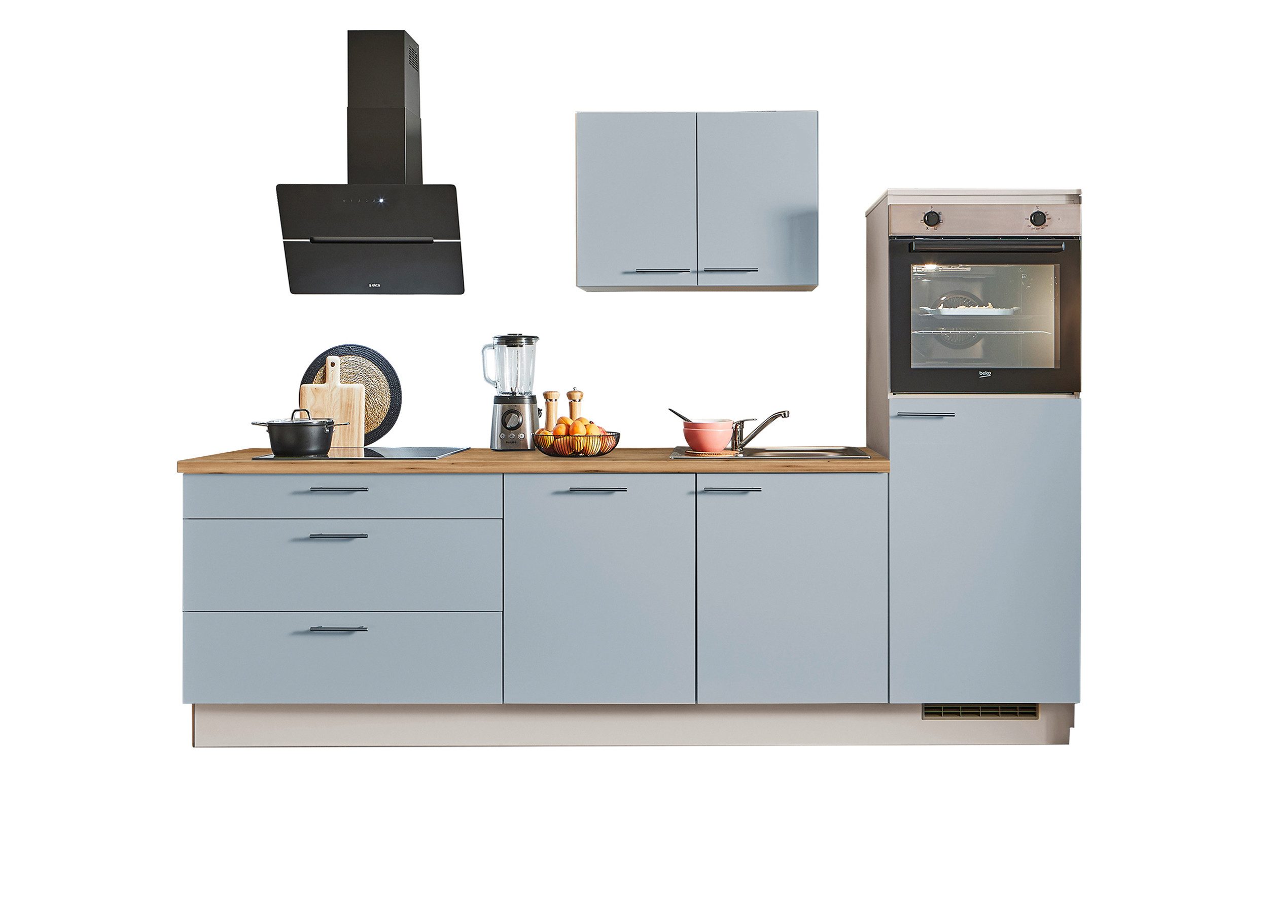 pino Küchenzeile Helsinki, individuell anpassbar, gratis Küchenplanung mit Profis, (Breite 270cm), vormontiert, wahlw. mit E-Geräten, Preis inkl. Lieferung & Montage