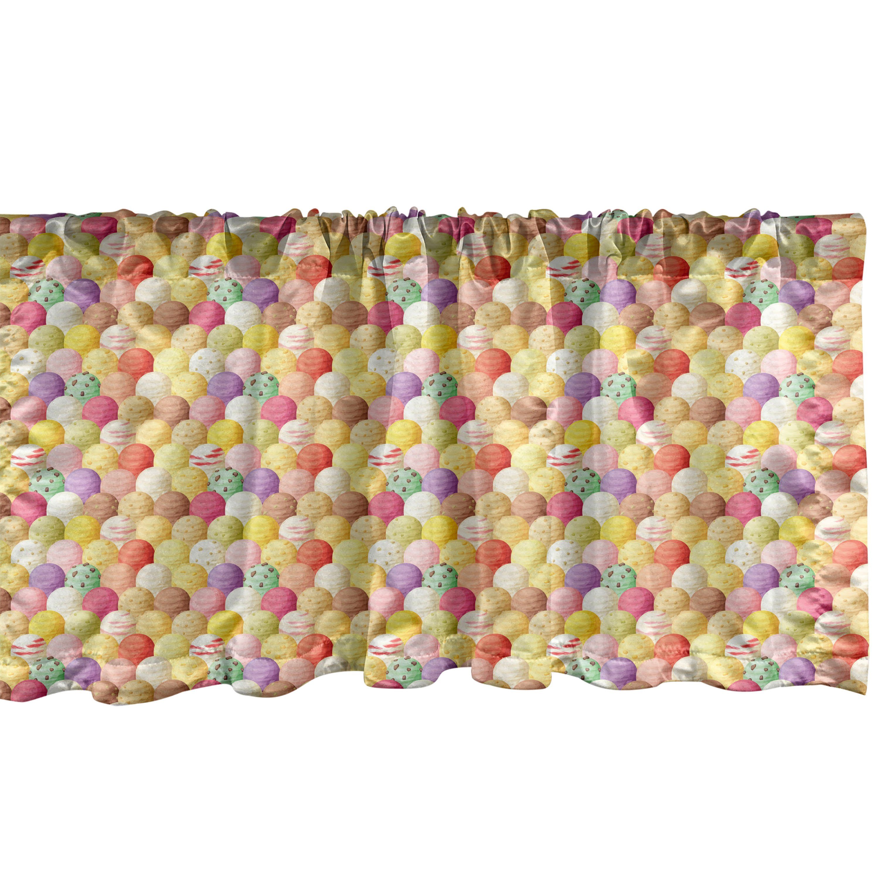 Scheibengardine Vorhang Volant für Küche Schlafzimmer Dekor mit Stangentasche, Abakuhaus, Microfaser, Eis Flavor Toppings