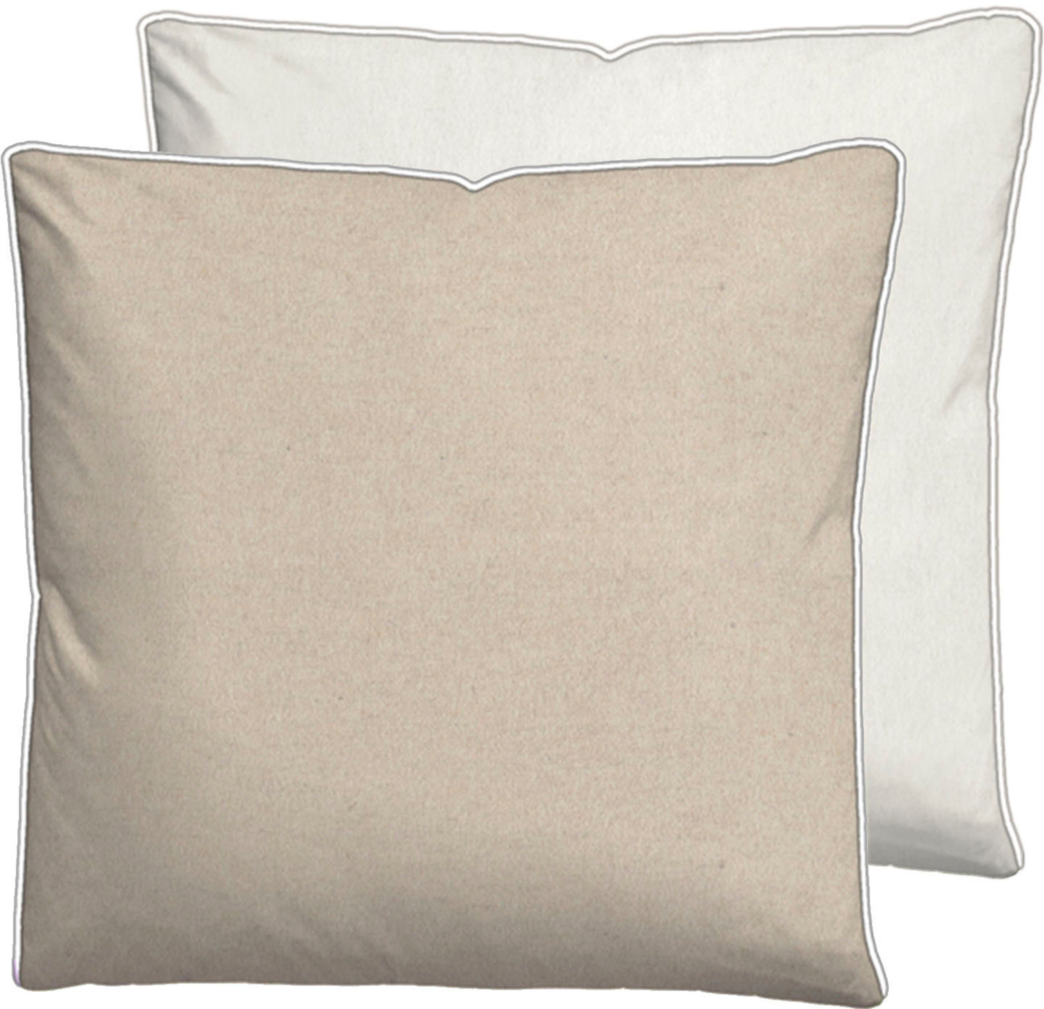 Biberna Kissenbezug HERMAL Melange Flanell uni, mit Reißverschluss, Wendekissenbezug, (1 Stück), Feinflanell, Made in Germany zertifiziert, kuschelig weich, mit Paspel