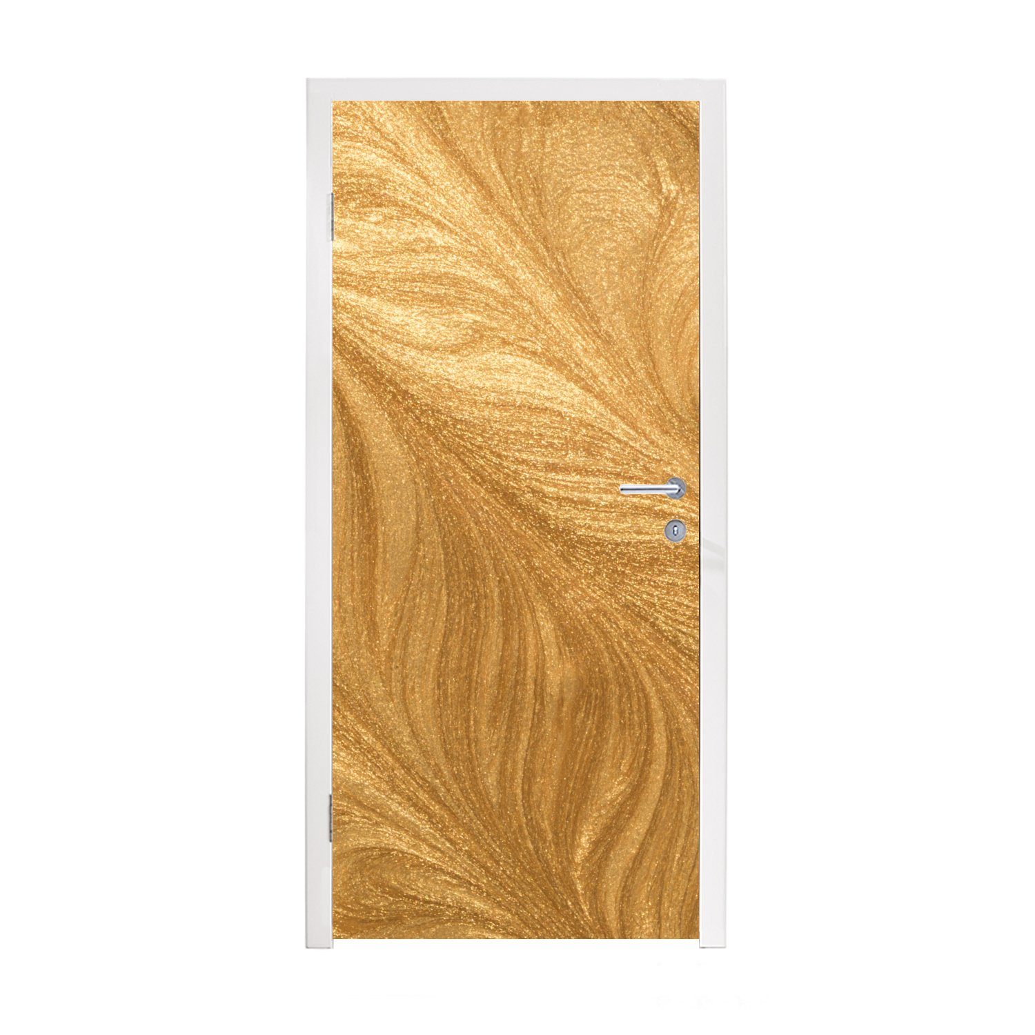 MuchoWow 75x205 (1 Federn Textur, Tür, Matt, für St), Türaufkleber, bedruckt, Türtapete Goldene Fototapete cm