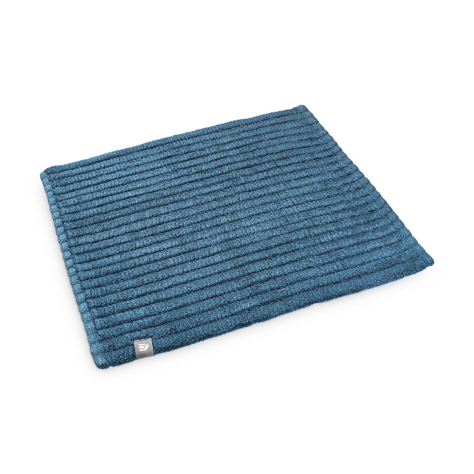 houseproud Badematte Plain Lines, denim blue, medium, Höhe 60 mm, Baumwolle mit Latex-Anti-Rutschbeschichtung