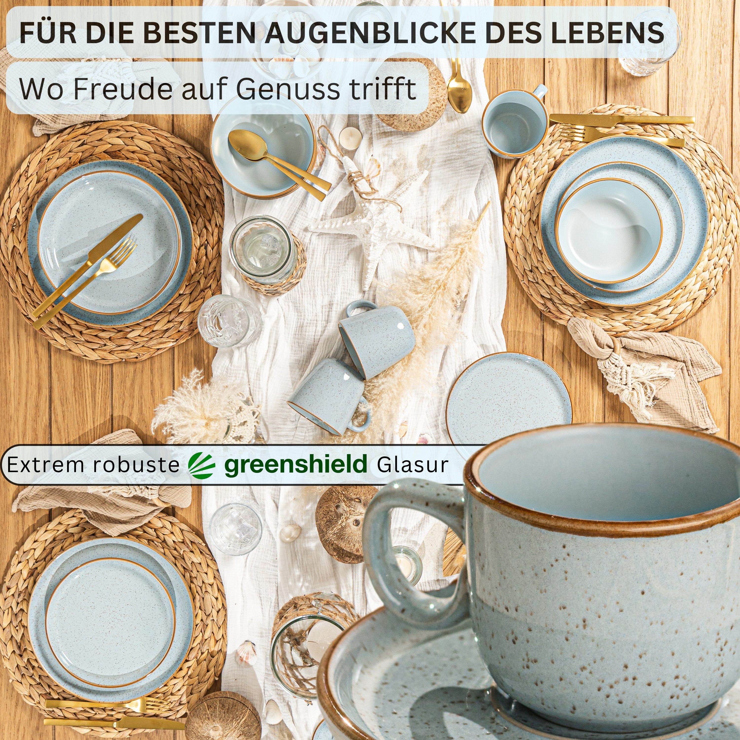 SÄNGER Espressotasse Set 12 tlg. Rio, 12-tlg., Steingut, Lagune, Blau, 80 ml, VALUE COLLECTION