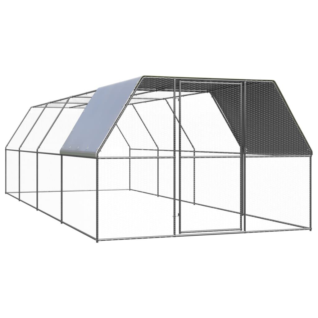 vidaXL Hühnerstall, Outdoor-Hühnerkäfig 3x8x2 m Verzinkter Stahl