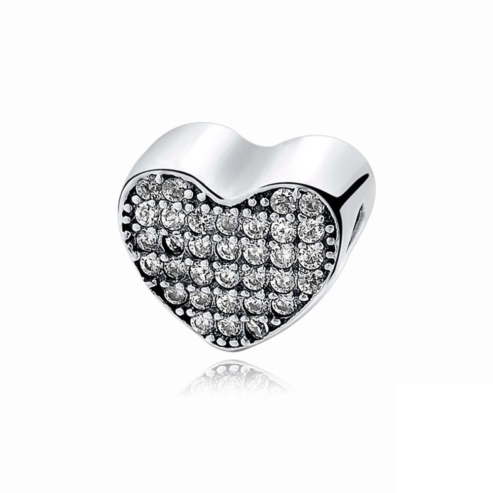 PANDACHARMS Bead Schimmerndes Pavé Herz Charm für Charm Armband, 925er Silb günstig online kaufen