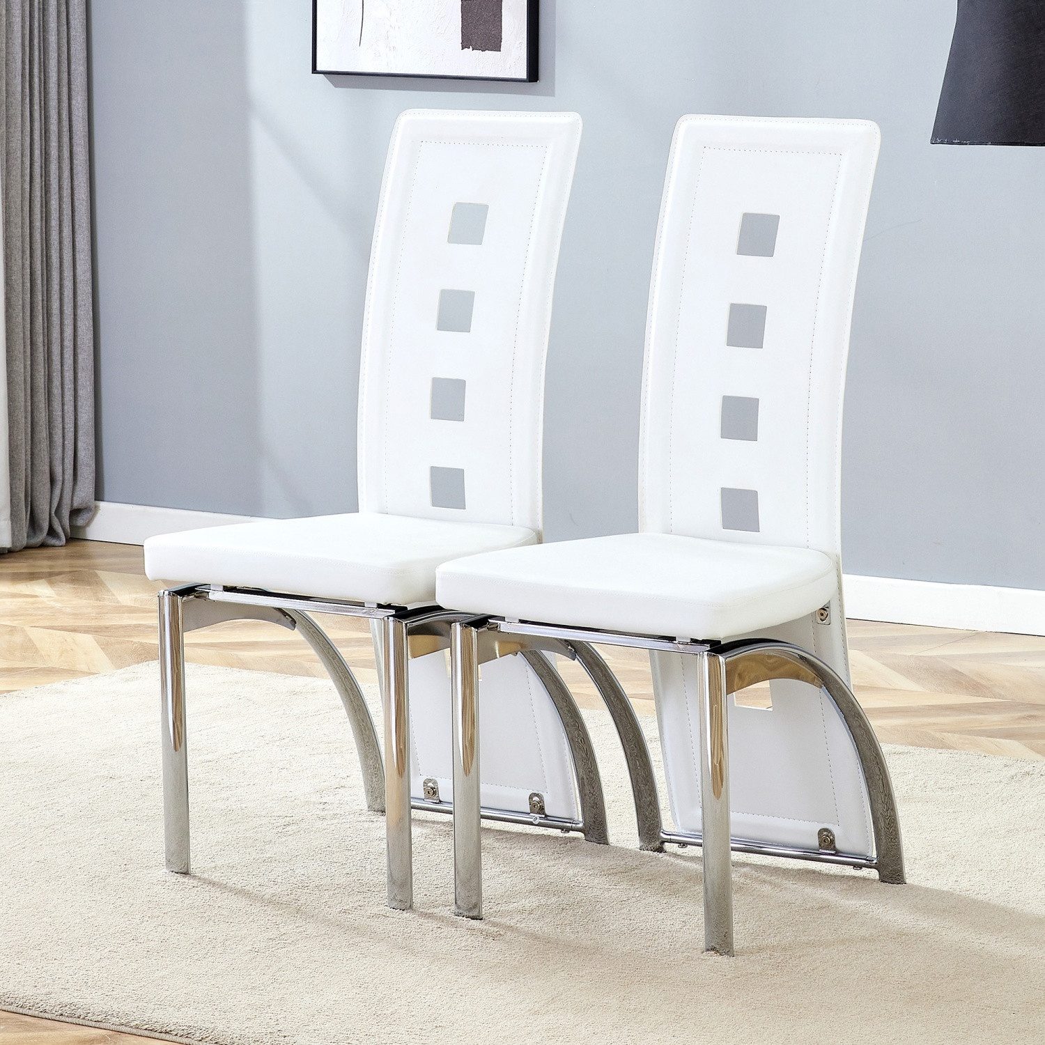 ANYSUN Esszimmerstuhl Esszimmerstühle, 2er-Set,gepolsterte Küchenstühle (Europäische Design-Esszimmerstühle mit Lochmuster), Metallbeine, 102,5 cm hoch, für modernes Ess- oder Wohnzimmer.