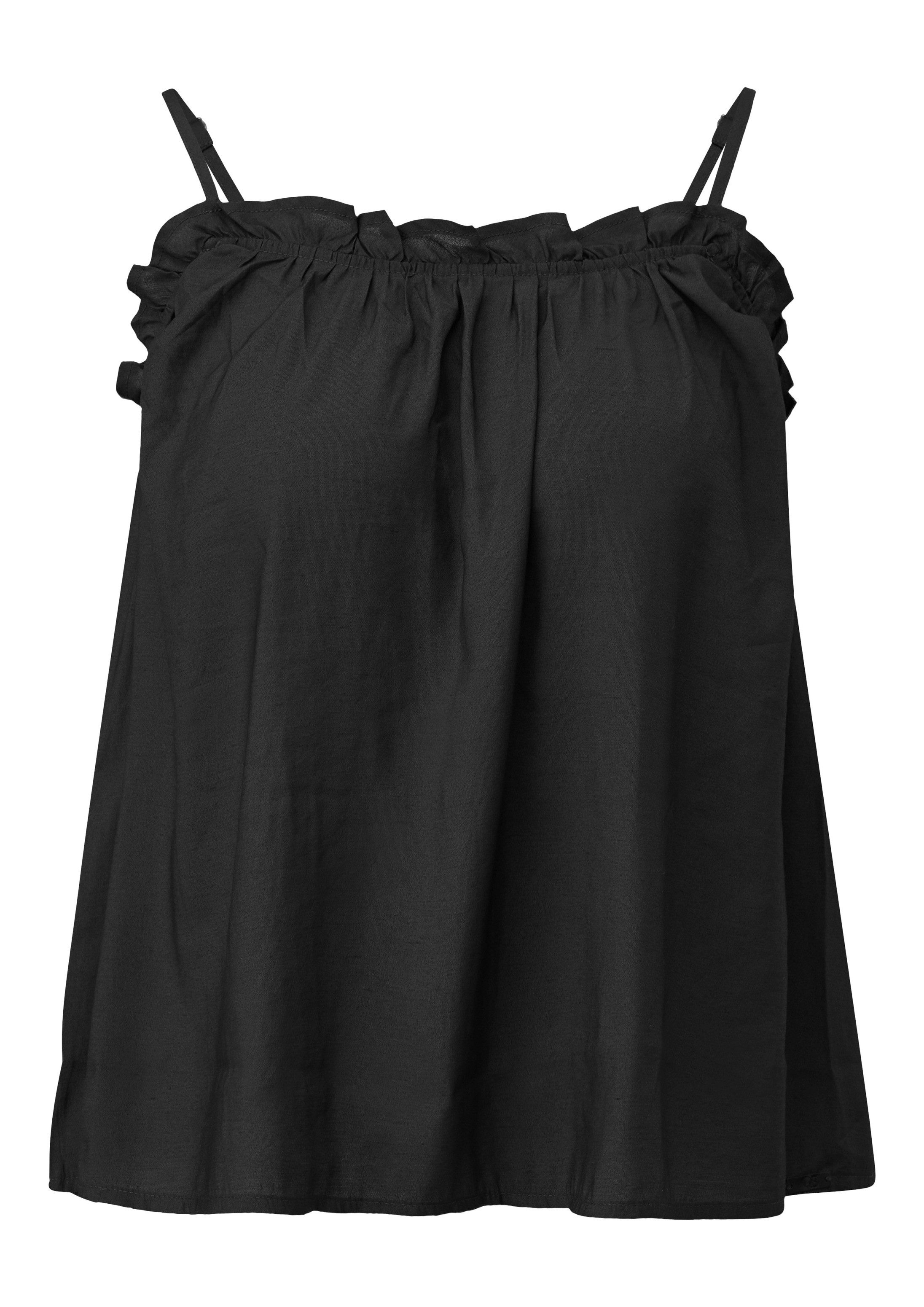 QS Blusentop Bluse Weites Top mit Rüschenkante aus Viskosemix