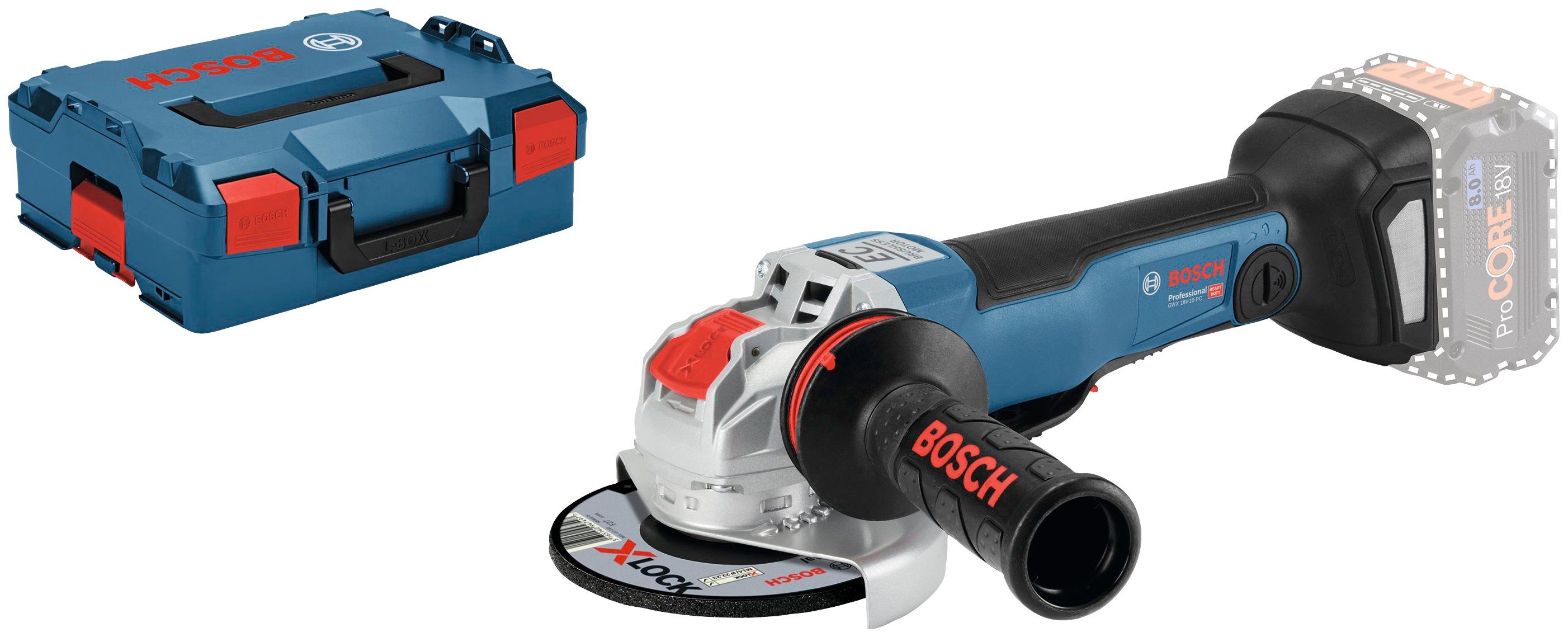 Bosch Professional Akku-Winkelschleifer GWX 18V-10 PC (L) solo CLC, ohne Akku und Ladegerät