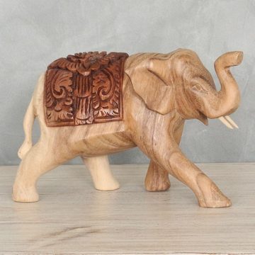 Oriental Galerie Dekofigur Elefant Skulptur mit aufwendiger Schnitzerei 2 Farbig 15 cm (1 St)