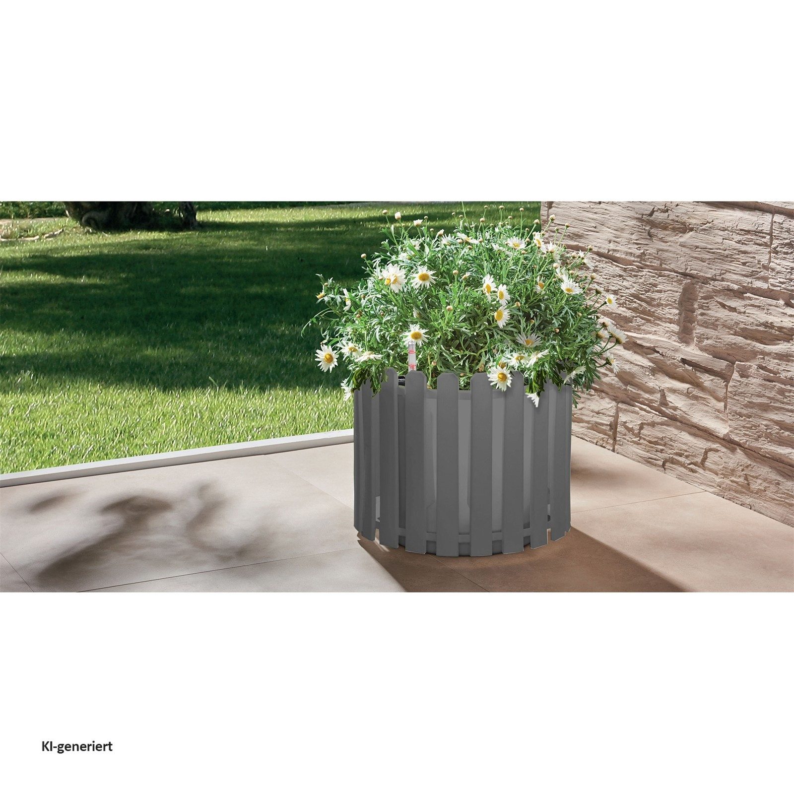 HTI-Living Pflanzkübel Pflanzgefäß rund mit Wasserspeicher Nessa (Stück, 1 St., 1 Blumenkasten), Blumenkasten mit Wasserstandsanzeige