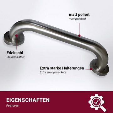HOOZ Haltegriff Haltegriff für Dusche & Badewanne aus rostfreiem Edelstahl, belastbar bis 110 kg, 30 cm