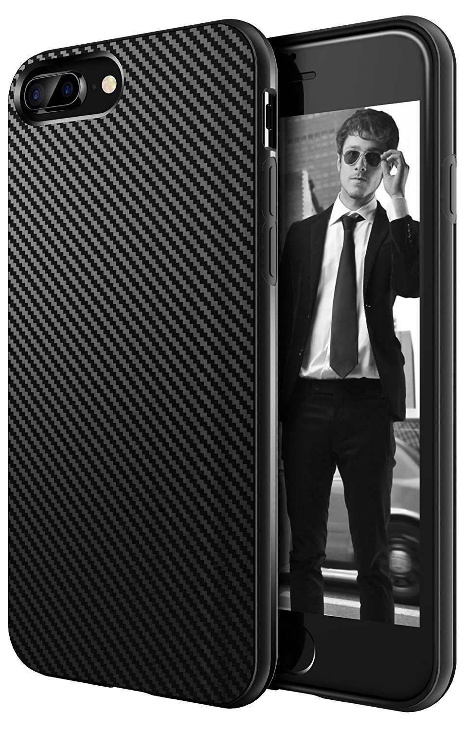 AVANA Handyhülle für iPhone 8 Plus / 7 Plus Hülle Silikon Schutzhülle Case Slim Cover, Bumper, Carbon Optik