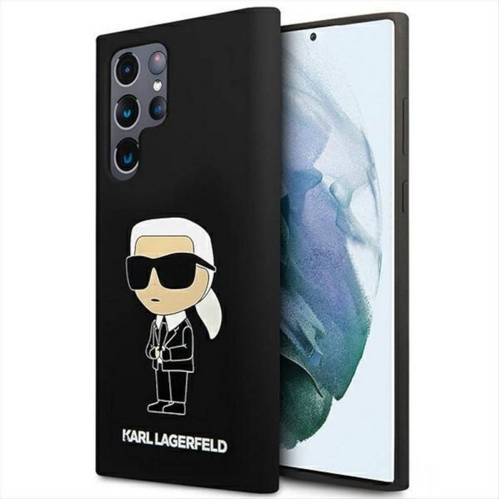 K Karl Lagerfeld Handyhülle Karl Lagerfeld Hardcase Hülle Cover Silicone Ikonik für Samsung Galaxy S23 Ultra Schwarz