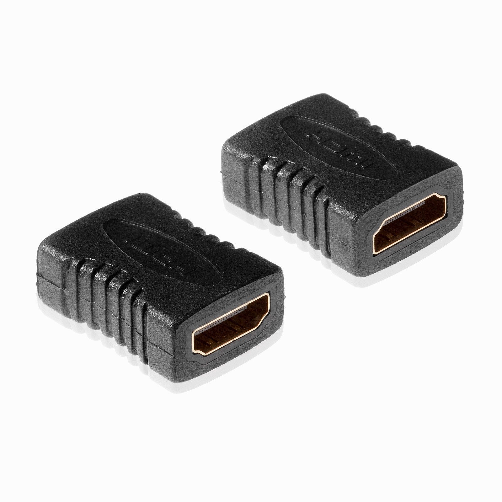 Poppstar HDMI Adapter Kupplung (Buchse auf Buchse) HDMI-Adapter, 2 Stück, HDMI Kabel Verlängerung, schwarz, vergoldete Kontakte
