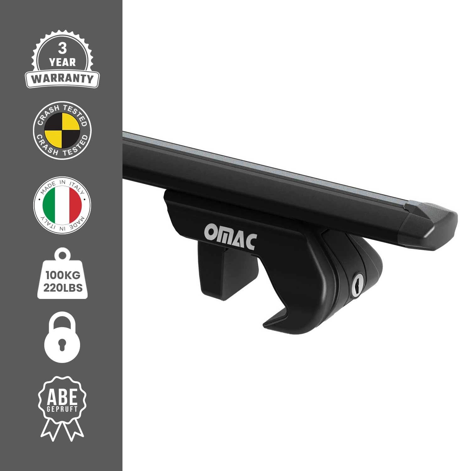 OMAC Dachträger Alu Gepäckträger Universal für Autos Schwarz ABE 2 tlg 135 cm (2-St), Wasserbeständig,Abnehmbar,Multifunktional,Leichtgewichtig