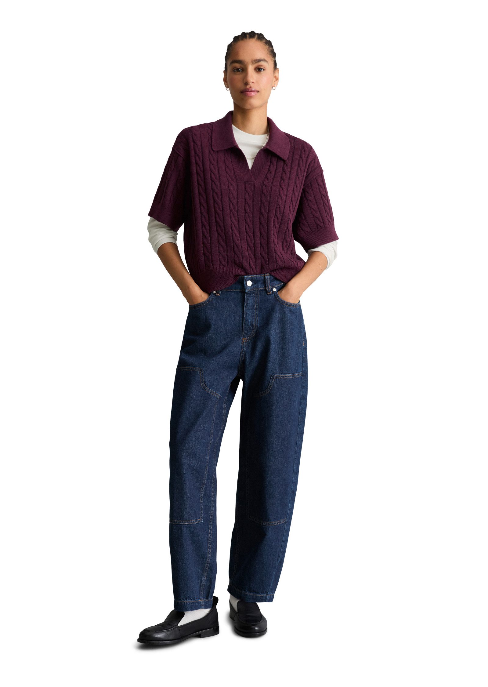 Marc O'Polo DENIM Strickshirt mit Polokragen, Schurwollmix, oversize – Bild 4 von 5