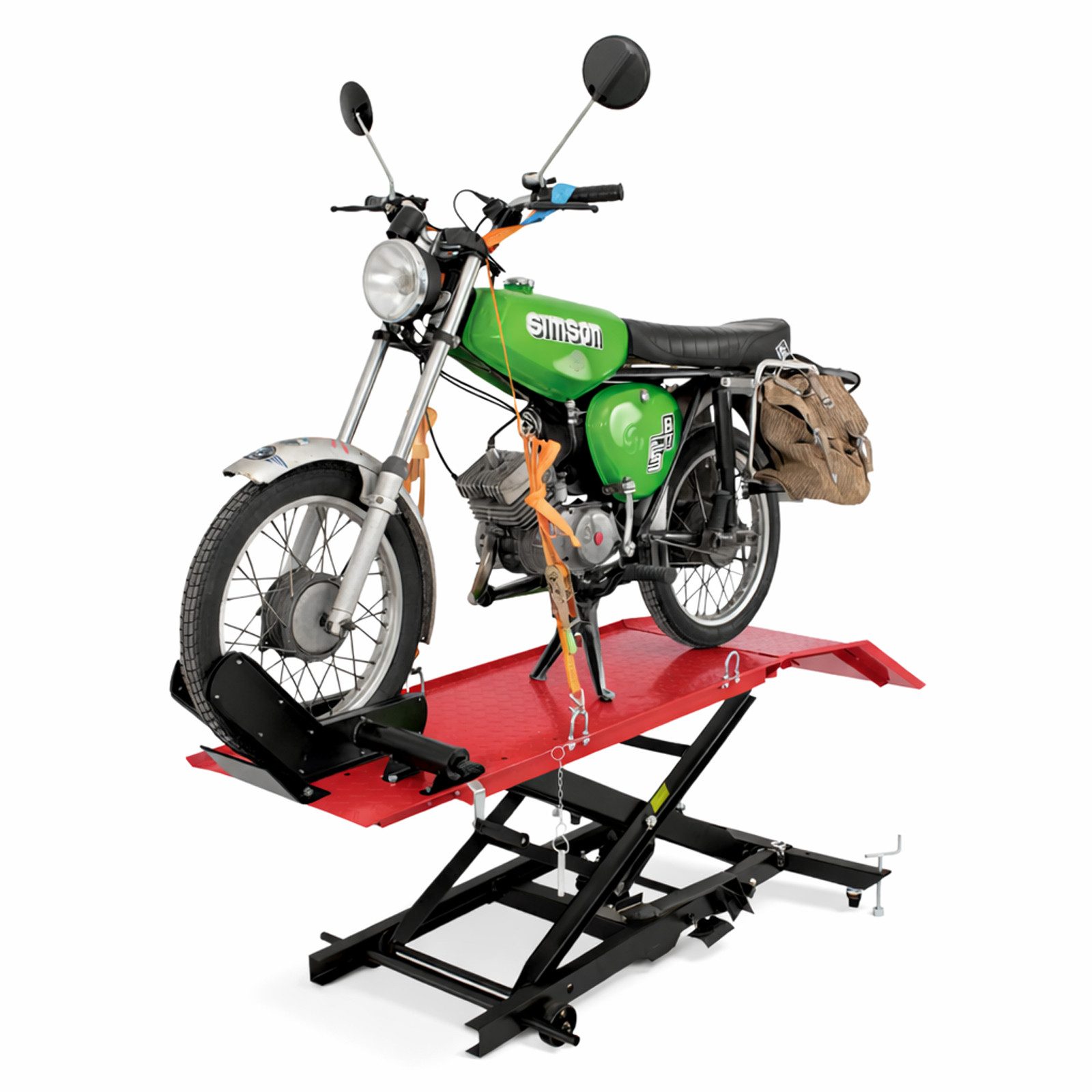 TRUTZHOLM Hydraulikheber Motorradhebebühne hydraulisch 360 kg Breite 50 cm kleiner Motoradheber, Metallräder