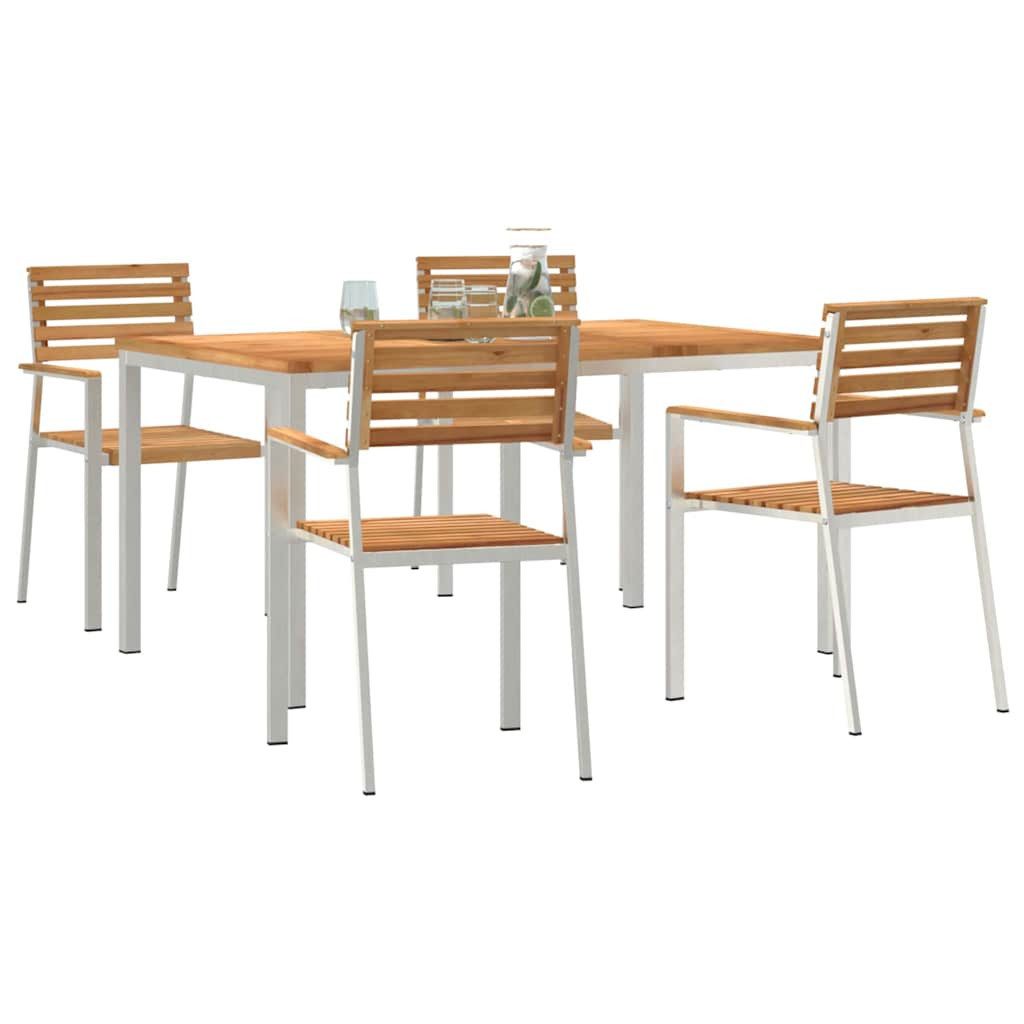 vidaXL Gartenlounge-Set Garten Essgruppe 5 Stk. Massives holz und Edelstahl, (5-tlg)