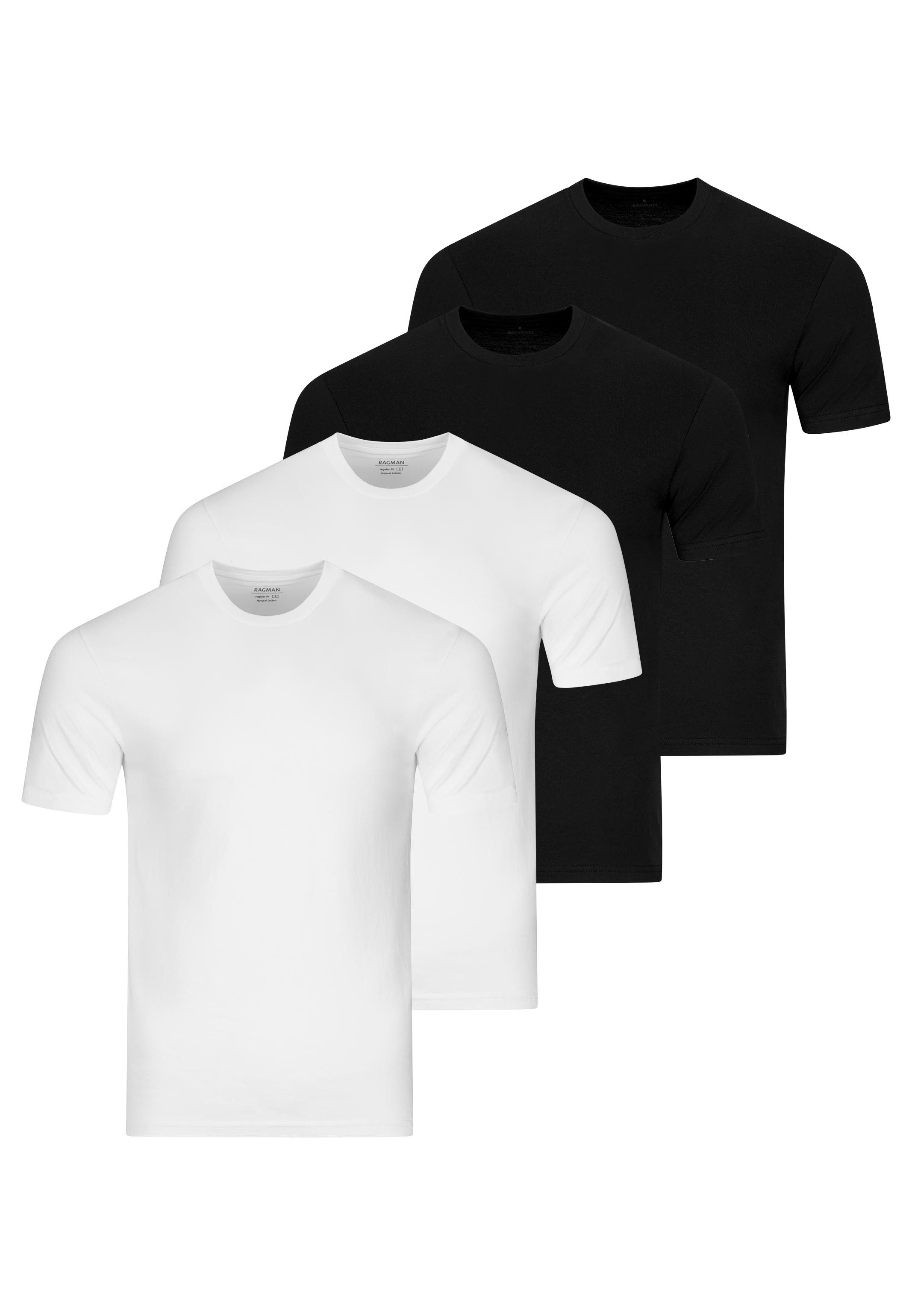 RAGMAN Unterhemd 4er Pack Basic (Spar-Set, 4-St) Unterhemd / Shirt Kurzarm - Baumwolle - Atmungsaktiv