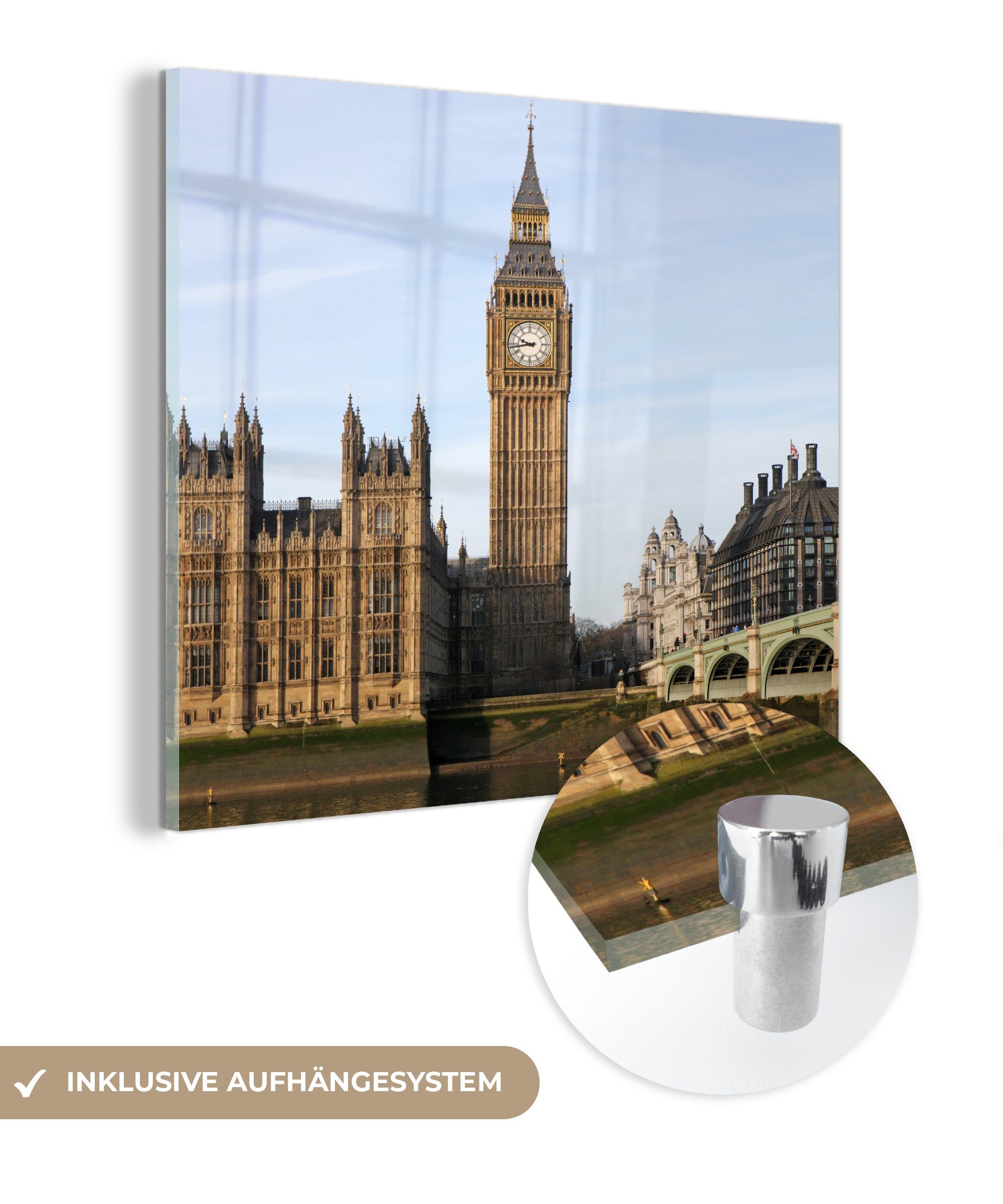England, Acrylglasbild (1 MuchoWow berühmten - Glasbilder - Wanddekoration Bilder Glas Foto des St), Ben - auf auf Glas Wandbild in Big Frontansicht