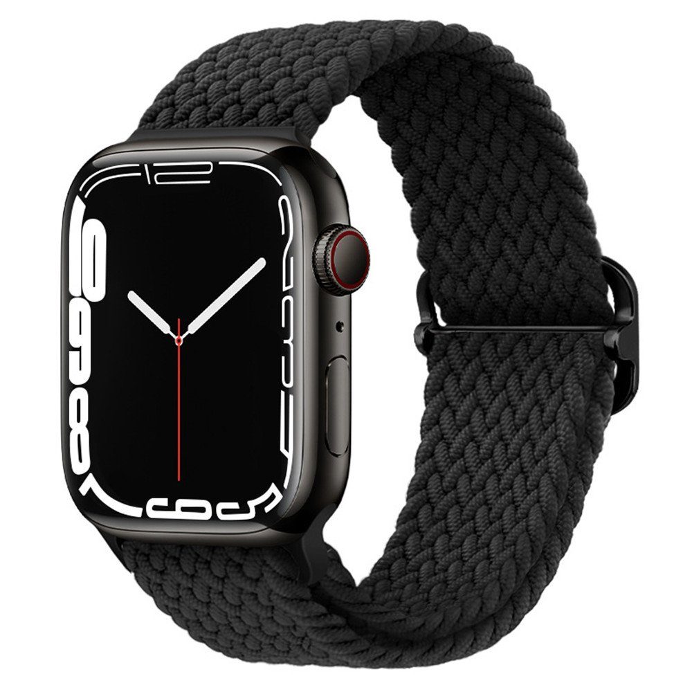 XDeer Uhrenarmband Nylon Loop Armband für Apple Watch Armband 38/40/41mm und 42/44/45mm, elastisches Stoff Geflochtenes Sport Band für iWatch Series 7 black