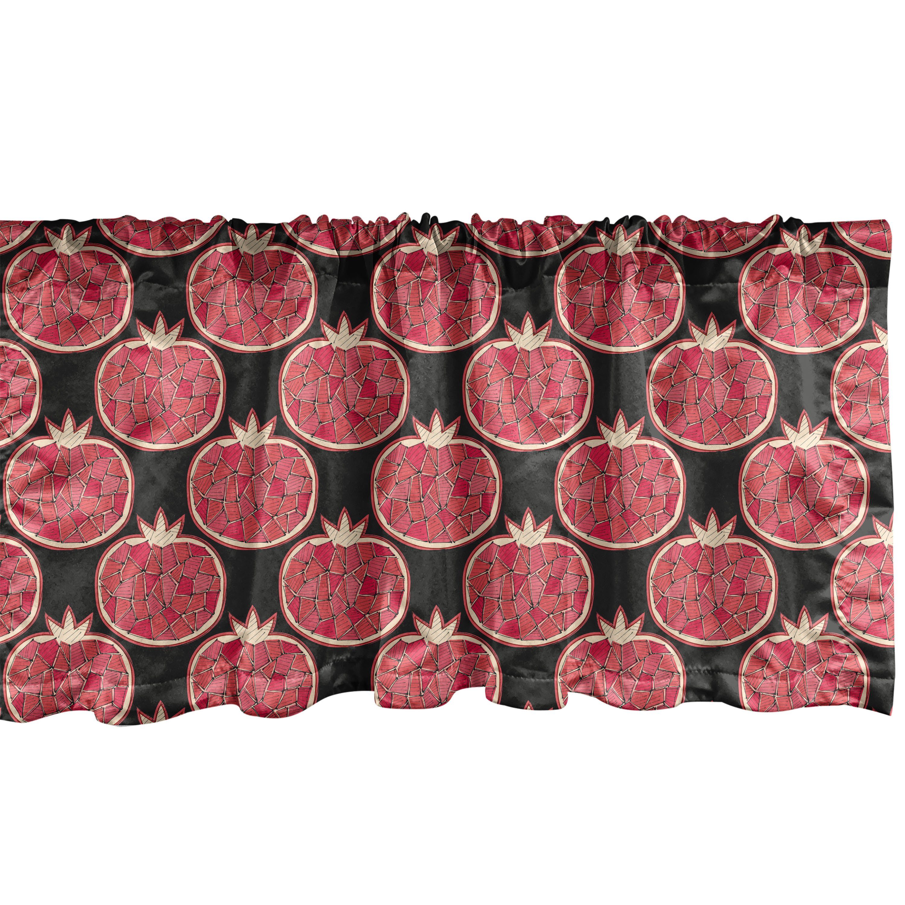 Scheibengardine Vorhang Volant für Küche Schlafzimmer Dekor mit Stangentasche, Abakuhaus, Microfaser, Granatapfel Mosaik-Frucht