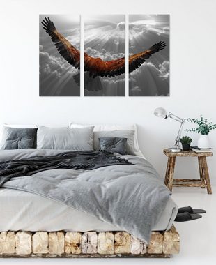 Pixxprint Leinwandbild anmutiger Adler über den Wolken, anmutiger Adler über den Wolken 3Teiler (120x80cm) (1 St), Leinwandbild fertig bespannt, inkl. Zackenaufhänger