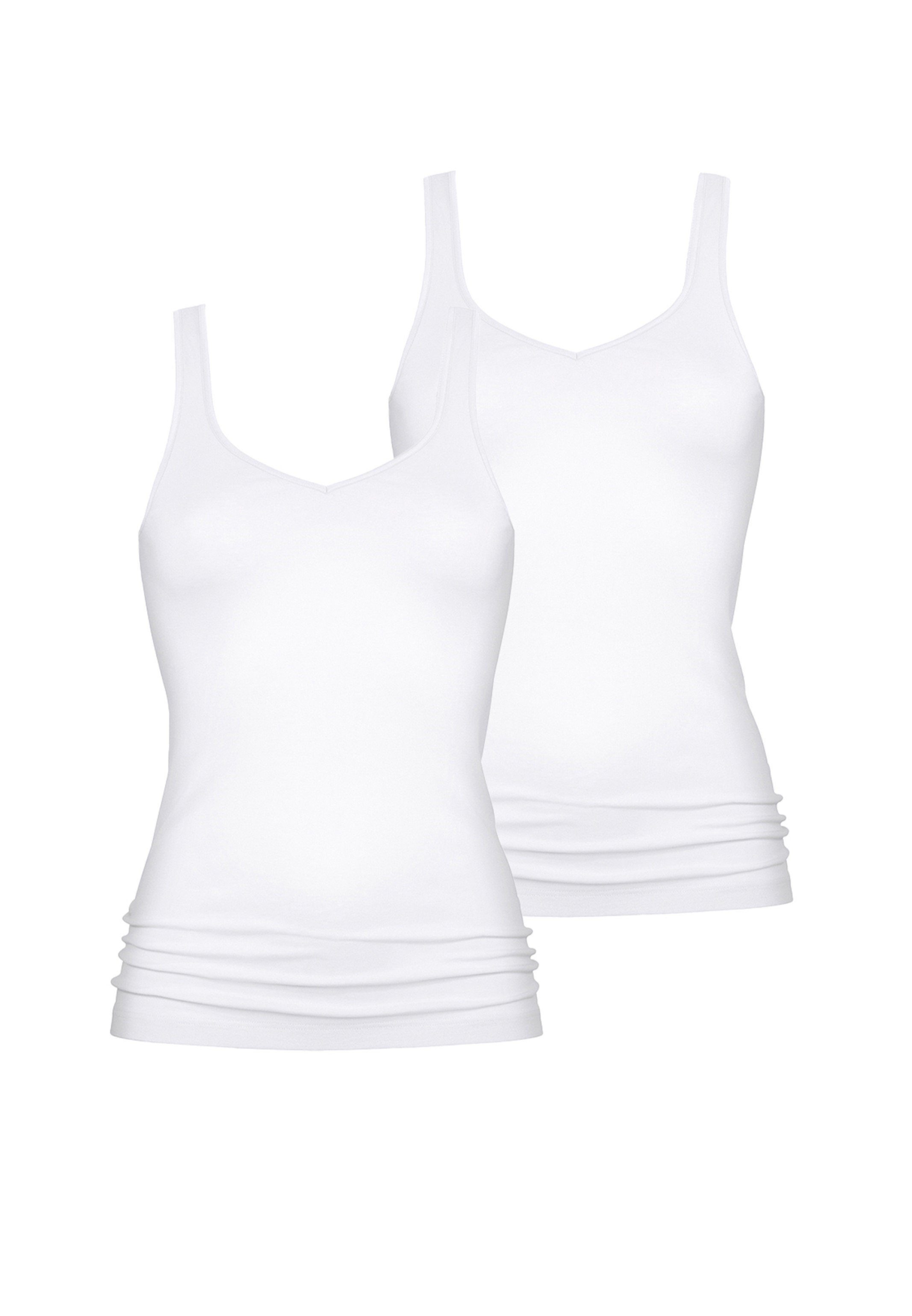 Mey Unterhemd - Noblesse (Spar-Set, - / Pack 2-St) Tanktop Schmale Unterhemd Passform 2er Weiß Baumwolle