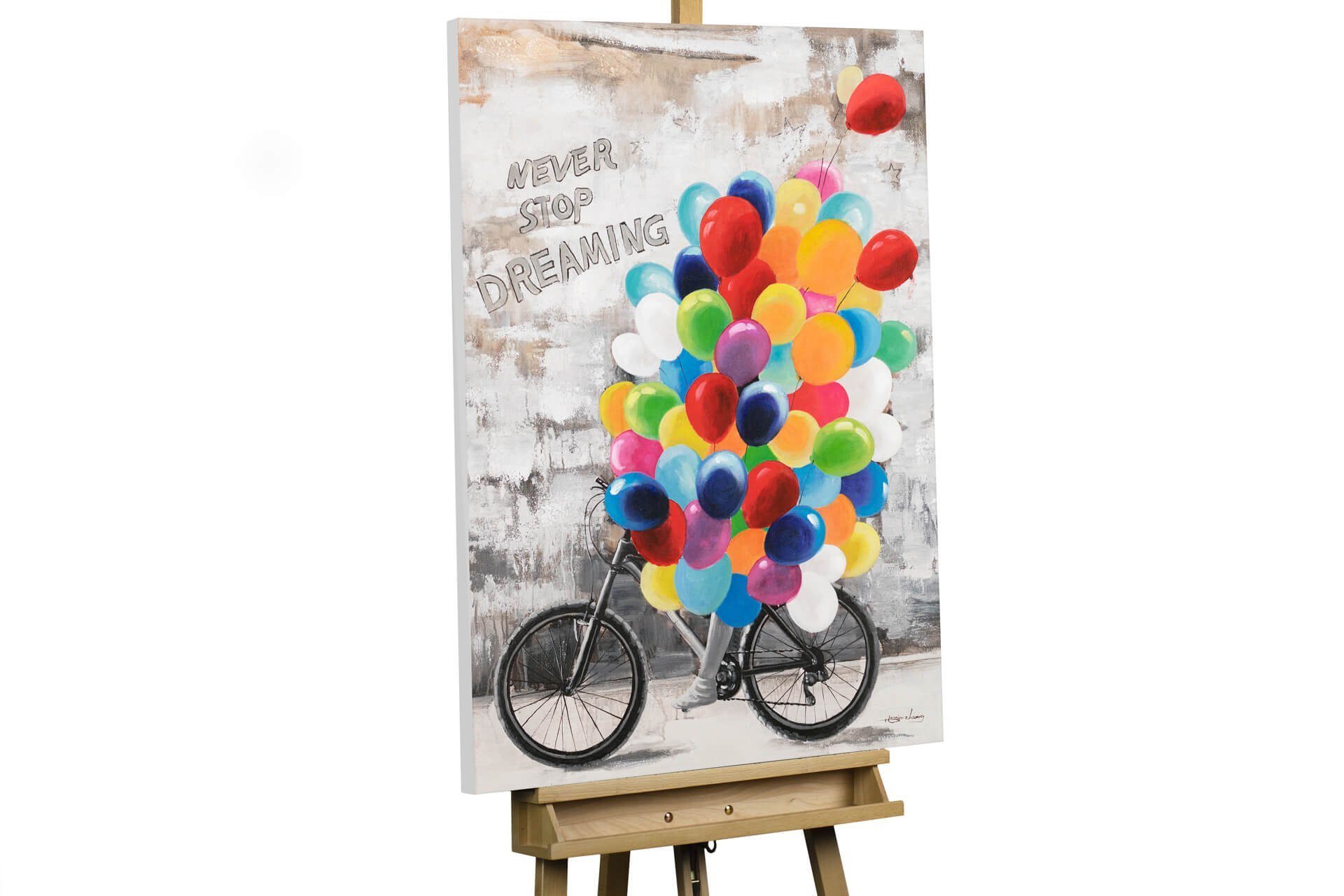KUNSTLOFT Gemälde Bike Euphoria 70x100 cm, Leinwandbild 100% HANDGEMALT Wandbild Wohnzimmer