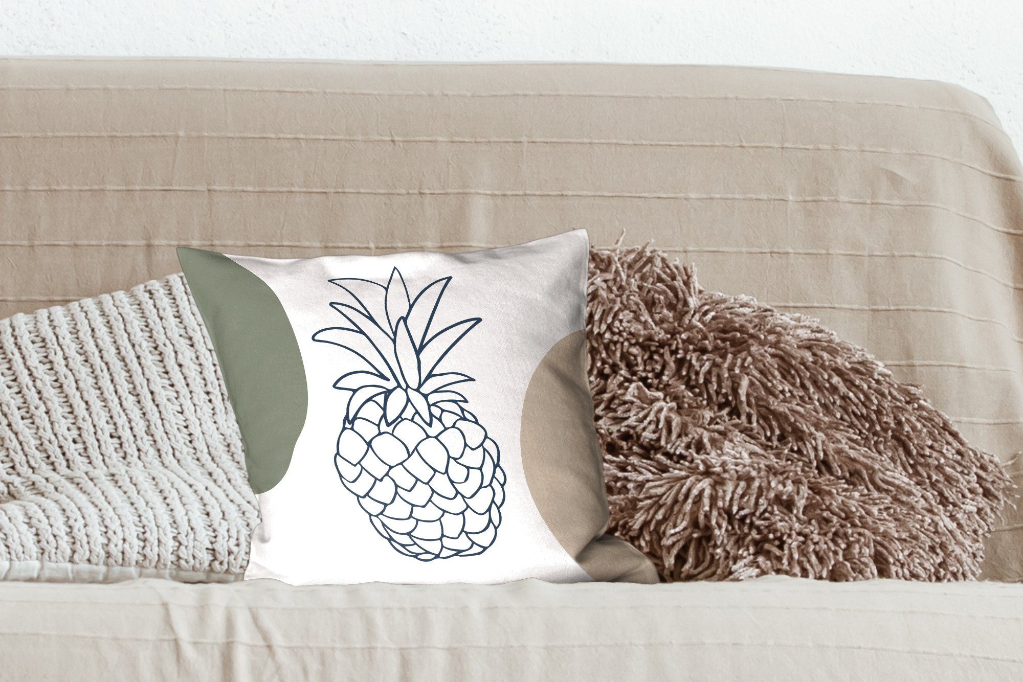 - Wohzimmer, mit Deko, - Zierkissen MuchoWow für Sofakissen Pastell Füllung Schlafzimmer, Dekokissen Ananas, Obst