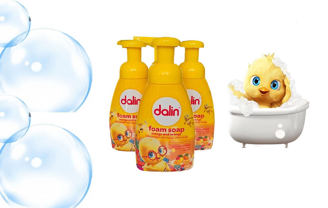 Dalin Handseife Schaumseife Mango & Orang Milde Handseife für Kinder 200 ml, 1-tlg., Hypoallergen & dermatologisch getestet