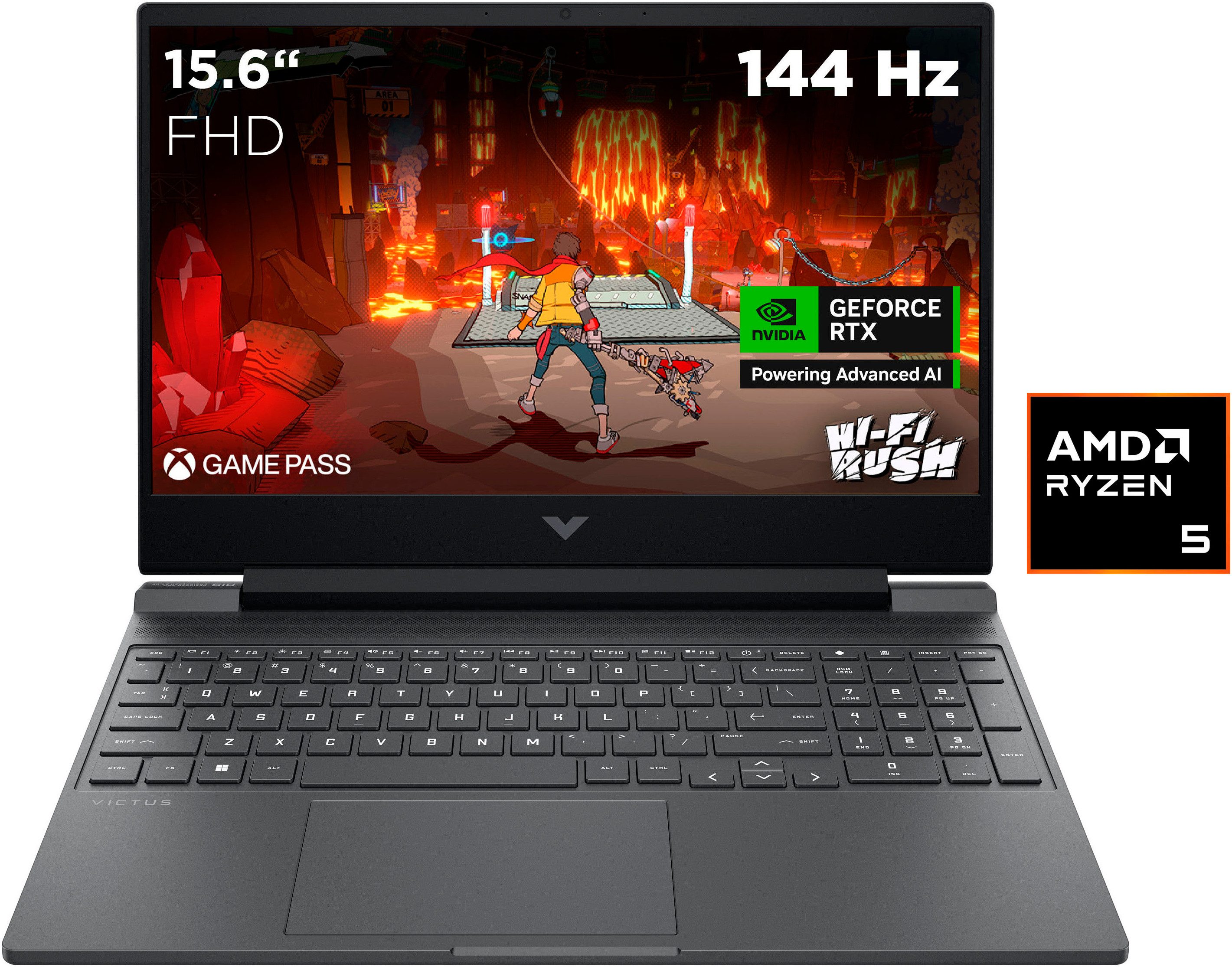 HP Victus 15-fb3051ng Gaming-Notebook (39,6 cm/15,6 Zoll, AMD Ryzen 5 240, GeForce RTX 5050, 1000 GB SSD)