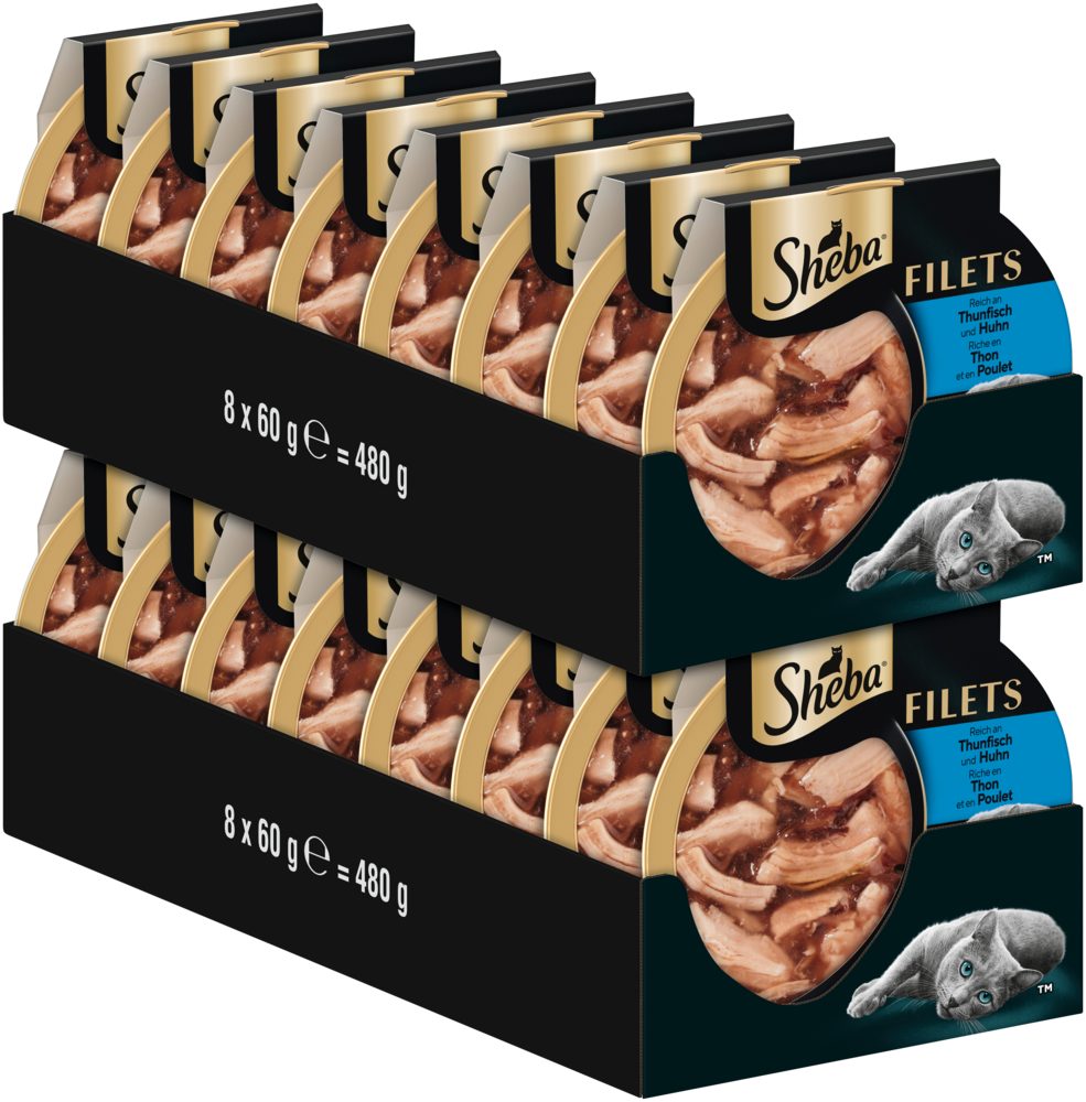 Sheba SHEBA® Schale Filets Huhn mit nachhaltigem Thunfisch 16 x 60g, Nassfutter für: Katze von Sheba
