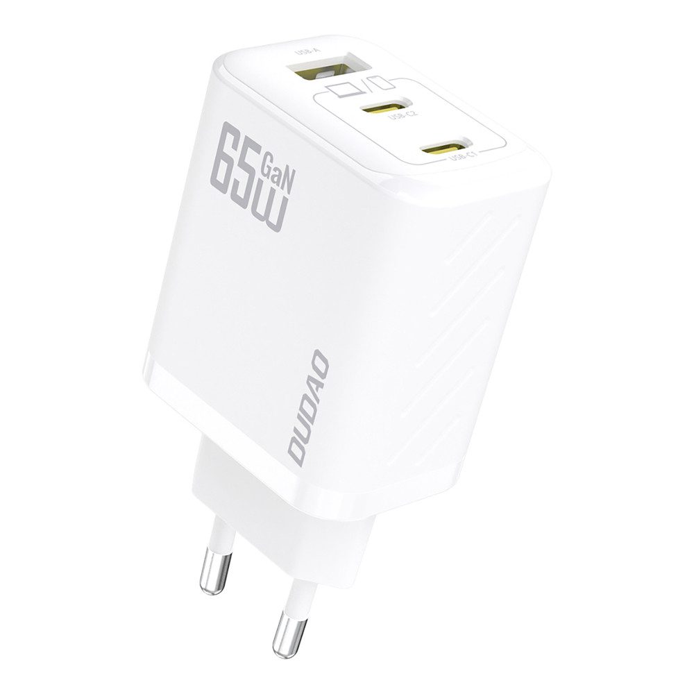 Dudao GaN Schnellladegerät USB-Ladegerät (Spar-Set, 1-tlg., GaN-Technologie, 65 W, 3 Anschlüsse, E-Mark-Chip)