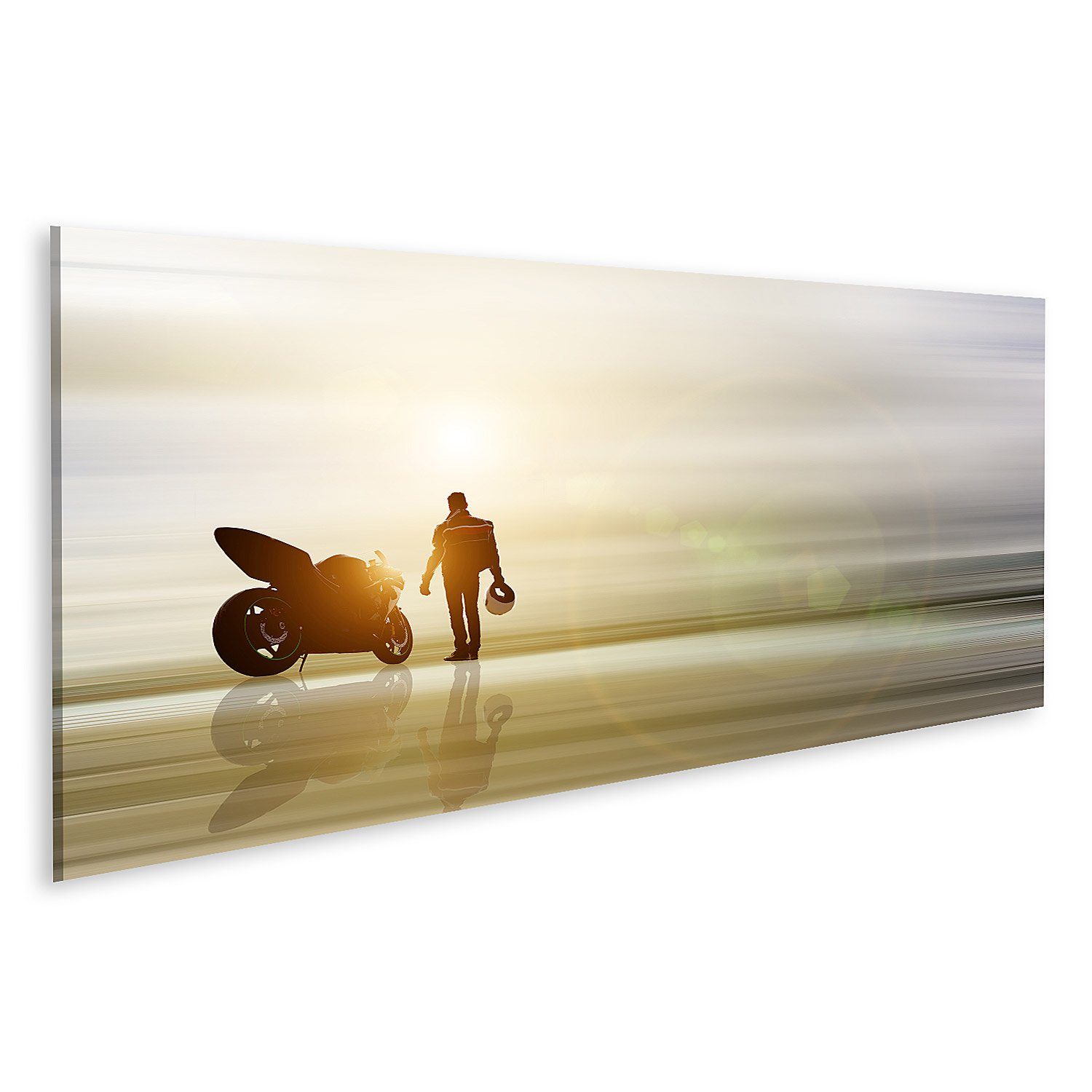 Leinwandbild Bild auf Leinwand Abstrakte Kunst mit Motorrad und unscharfem Hintergr