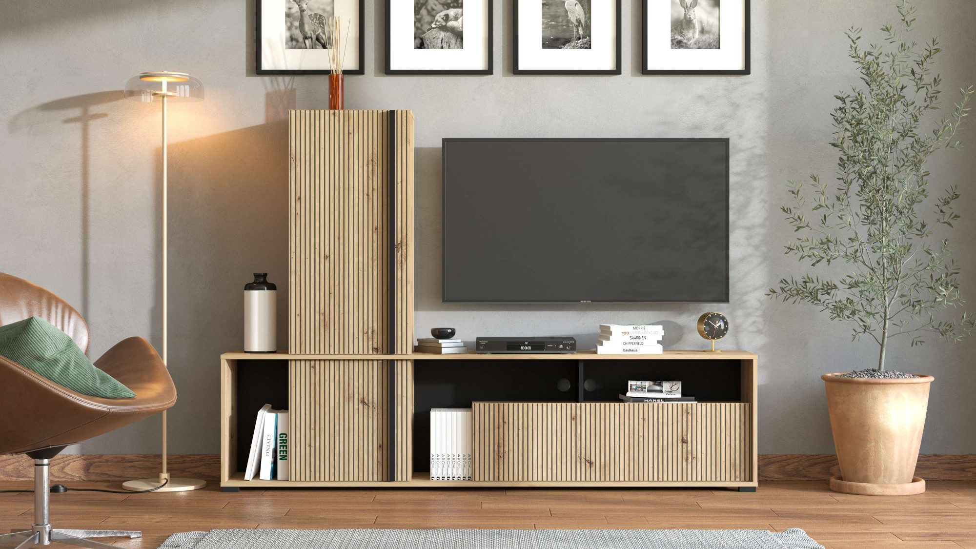 INOSIGN Wohnwand Chania, 195 cm, inkl. TV Board und Highboard, (Komplett-Se günstig online kaufen