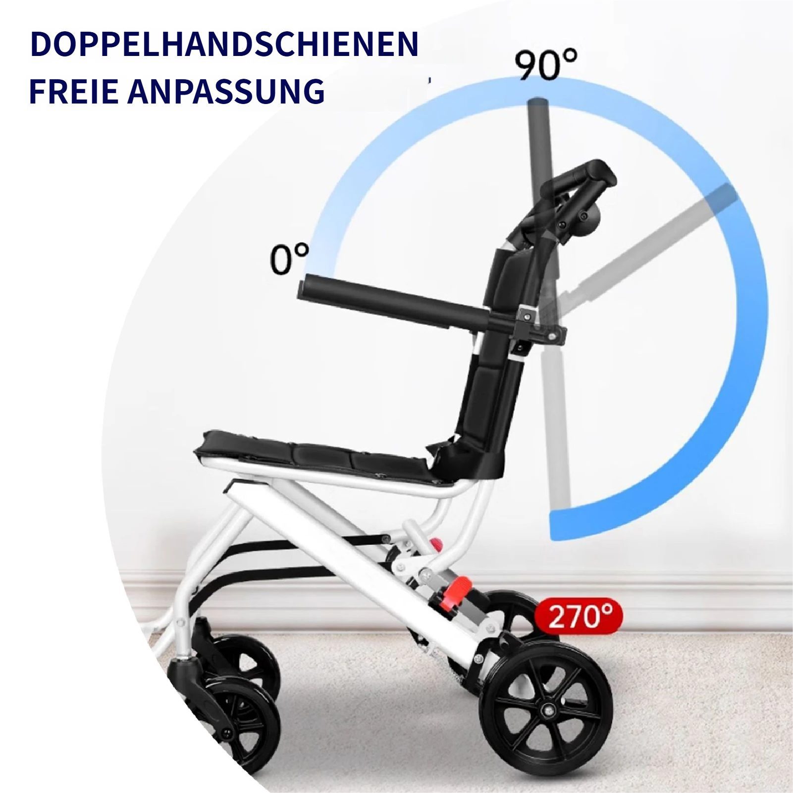 Rutaqian Rollstuhl Faltbarer & Leichter Rollstühle,Transportrollstuhl für die Wohnung, Belastbarkeit 180 lbs, Rollstuhl für schmale Türen