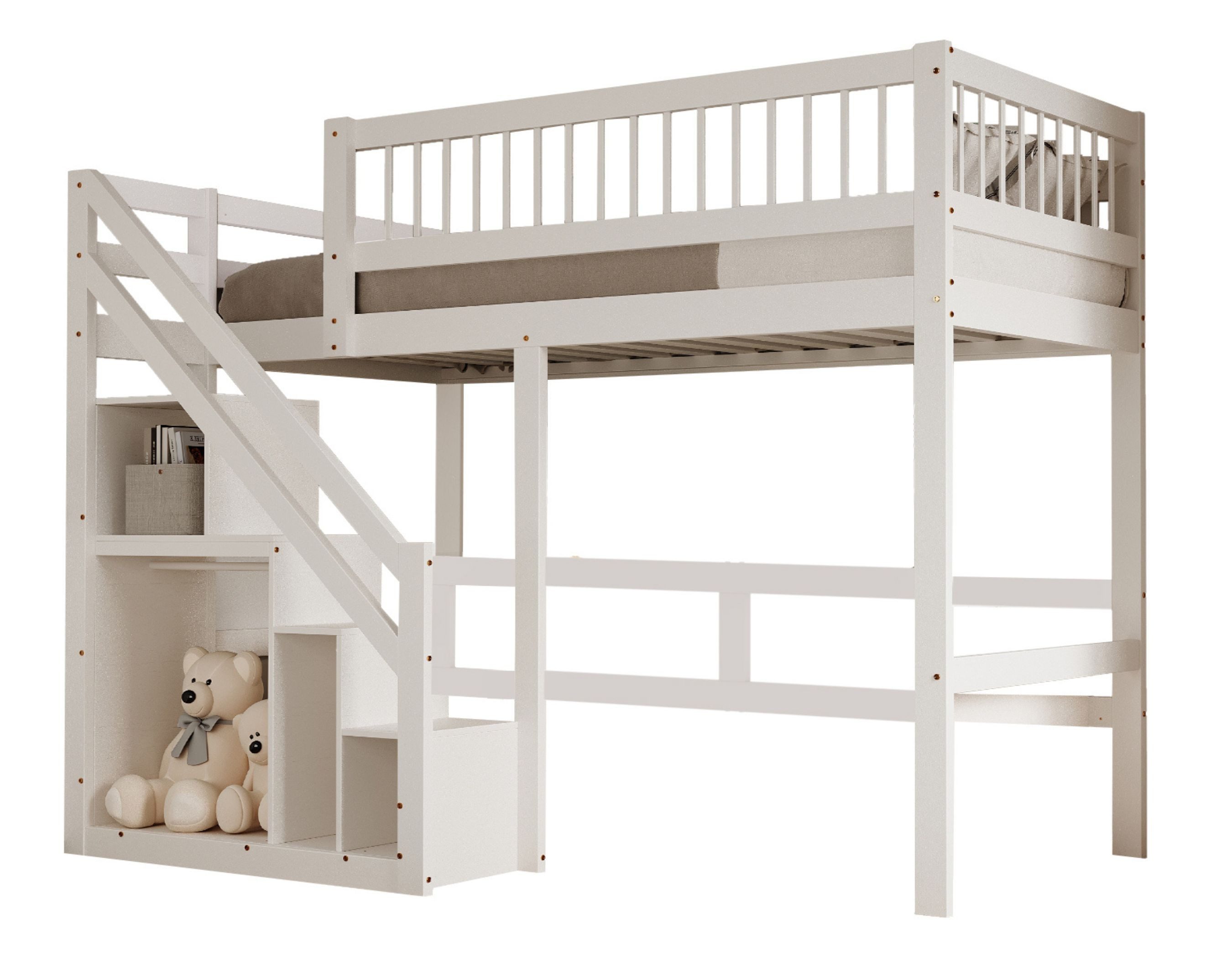 SeedWave Hochbett Holzbett mit Stauraumtreppe und günstig online kaufen