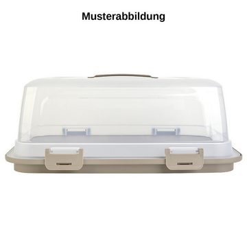 Engelland Kuchentransportbox mit Griff, Deckel und 4-fach Klick-Verschluss, rechteckig, Kunststoff, (L 44 x B 35 x H 17,50 cm, BPA-frei), spülmaschinengeeignet, lebensmittelecht, Stückeinteilungshilfe