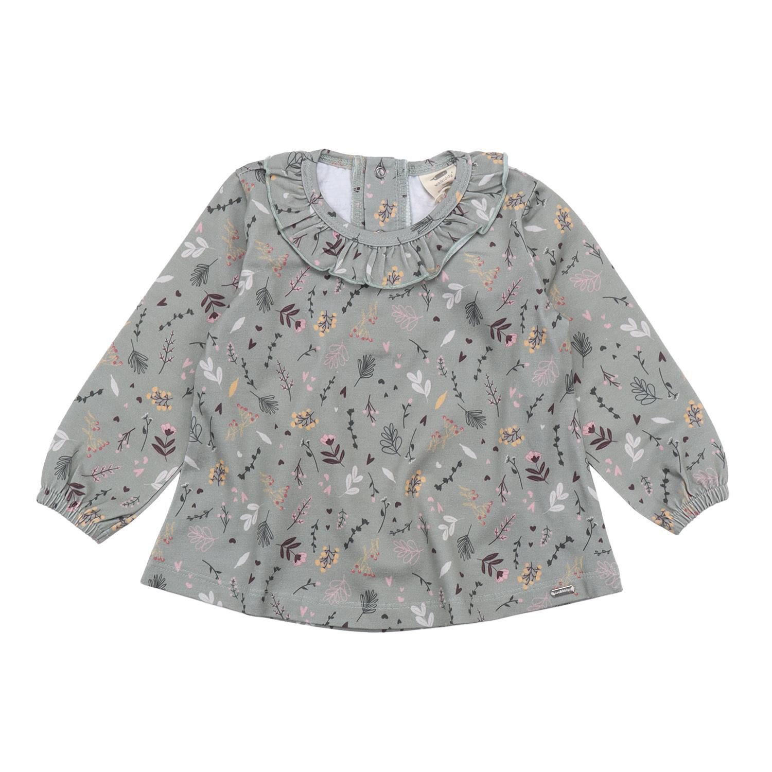 Blusenshirt Rüschenbluse aus Bio-Baumwolle mit Blumenmotiv