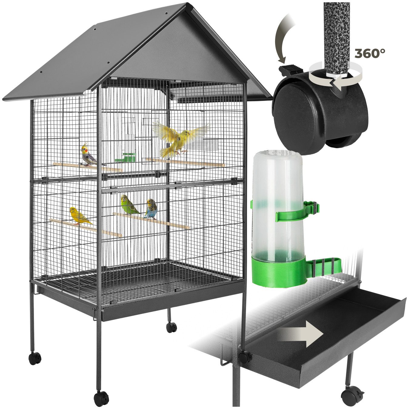 tectake Vogelkäfig Vogelhaus 168cm hoch, Spitzdach, günstig online kaufen